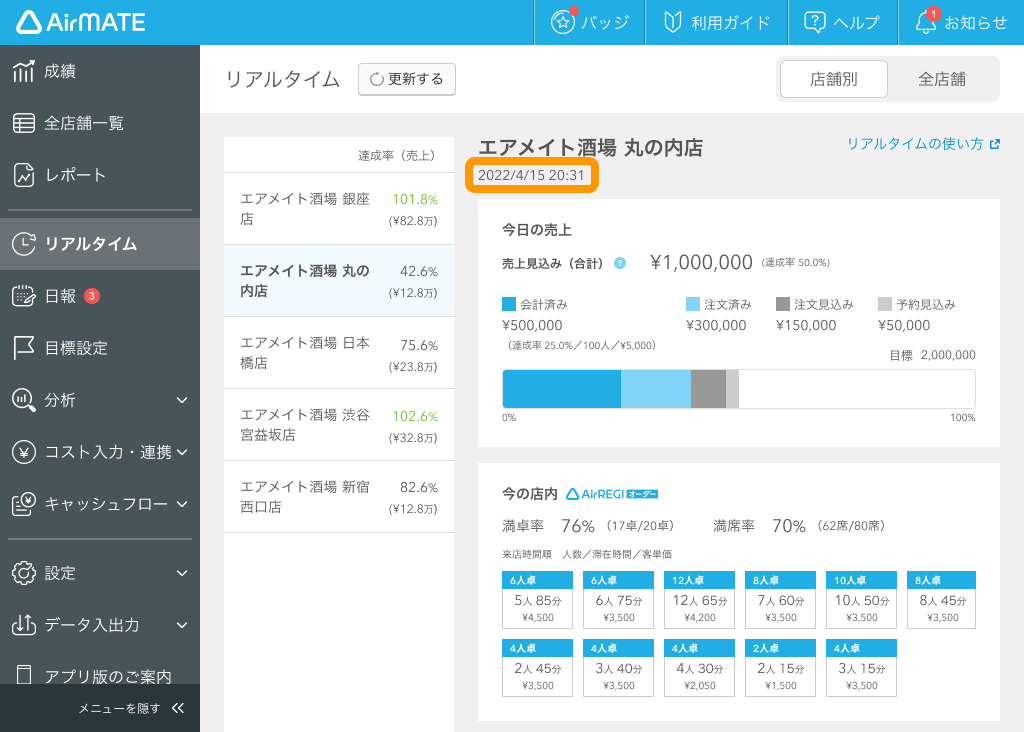 データ更新時刻と確認方法について – Airメイト - FAQ -